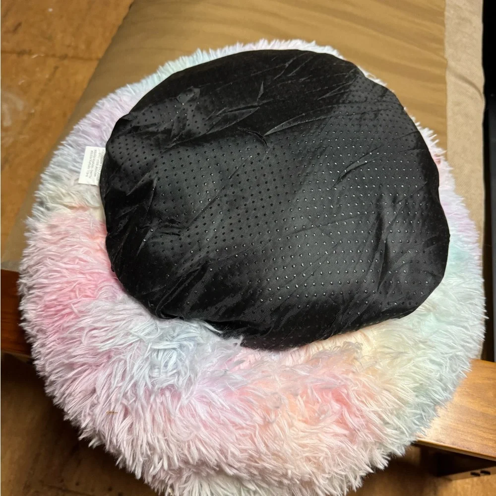 Pastel Tie-Dye Faux Fur Round Pet Bed